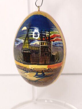 Red Laquered Vintage Wooden Egg